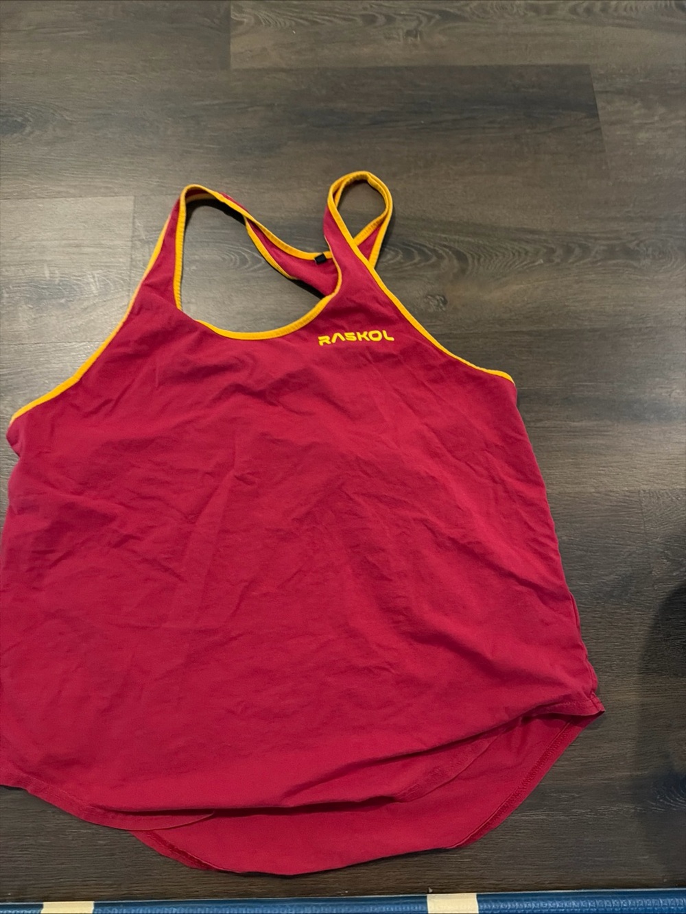 RAS KOL Men's Maroon Tank Top with Gold Trim